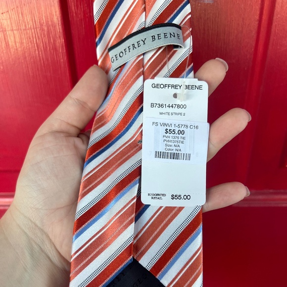 Geoffrey Beene NWT Men's Ties Red White Blue - Picture 2 of 5
